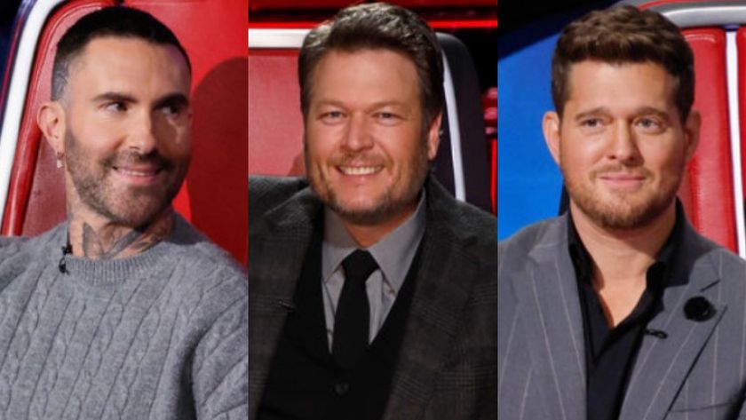 Adam Levine, Blake Shelton and Michael Buble on The Voice.