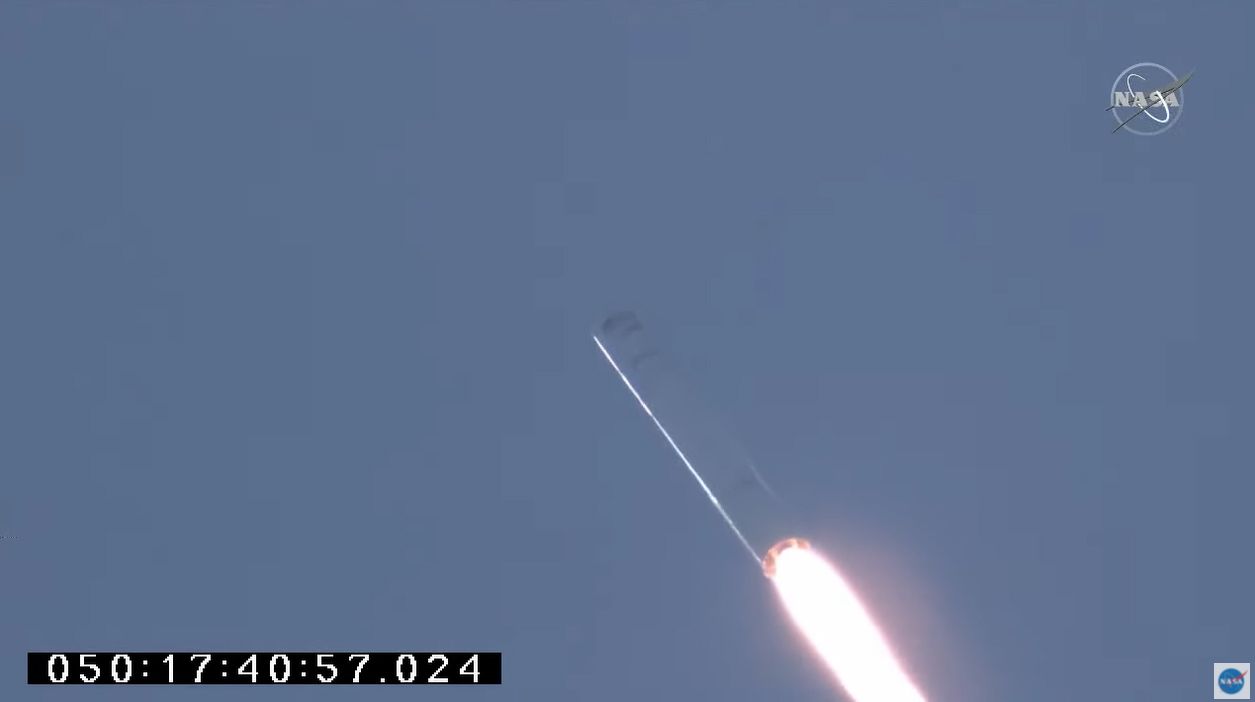 A Northrop Grumman Antares rocket carrying the uncrewed cargo ship Cygnus NG-17 lifts off from NASA's Wallops Flight Facility on Wallops Island, Virginia on Feb. 19, 2022 to deliver 8,300 pounds of supplies to the International Space Station.
