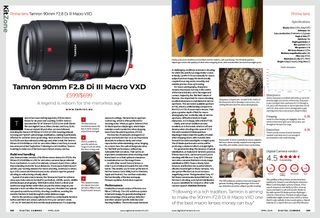 Image showing the Tamron 90mm F2.8 Di III Macro VXD lens review in issue 292 (April 2025) of Digital Camera magazine