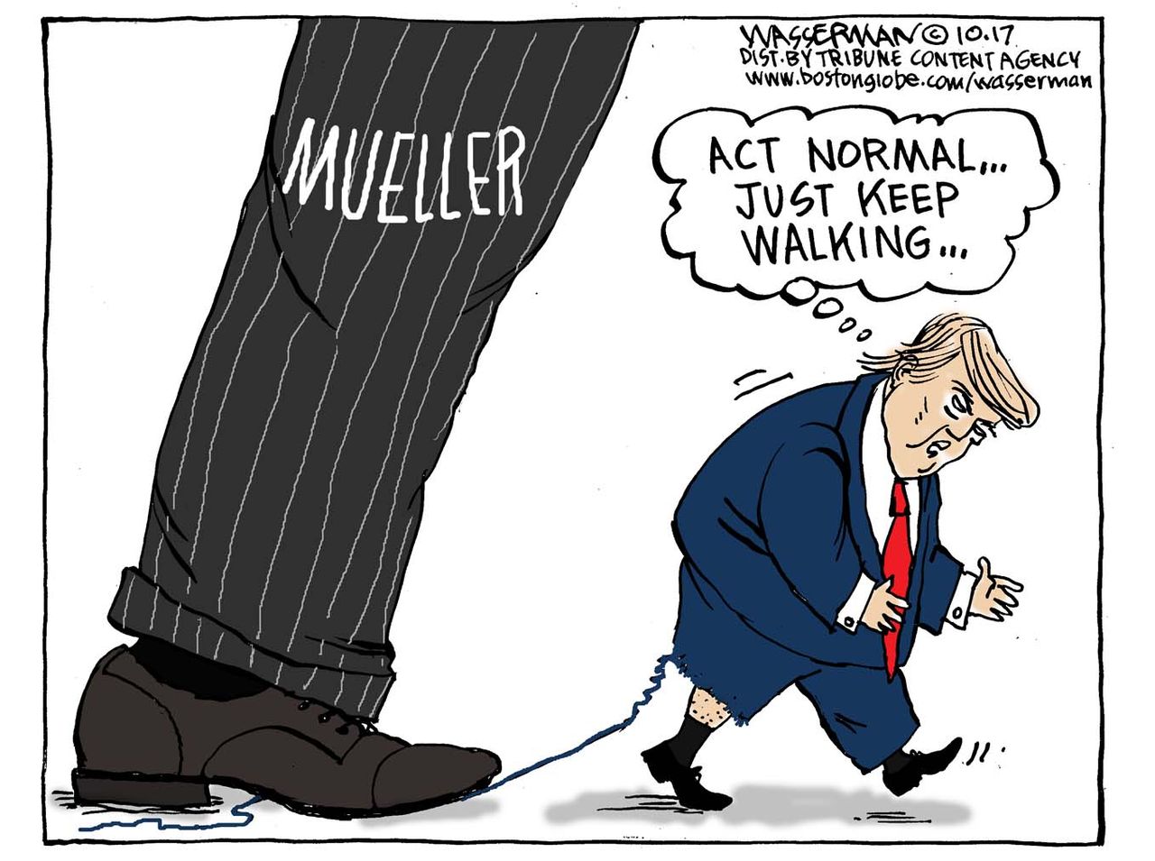 Political cartoon U.S. Trump Robert Mueller indictment