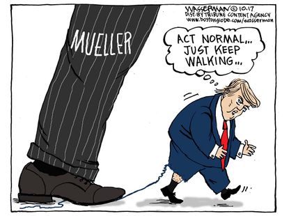 Political cartoon U.S. Trump Robert Mueller indictment