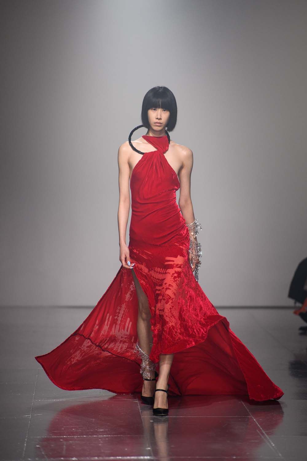 on the runway at London Fashion Week AW23