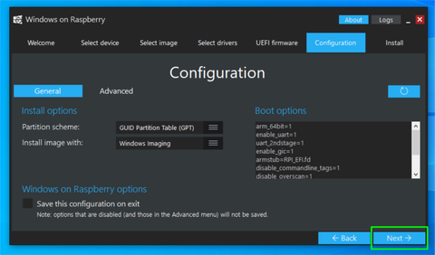 configuración completada en WOR