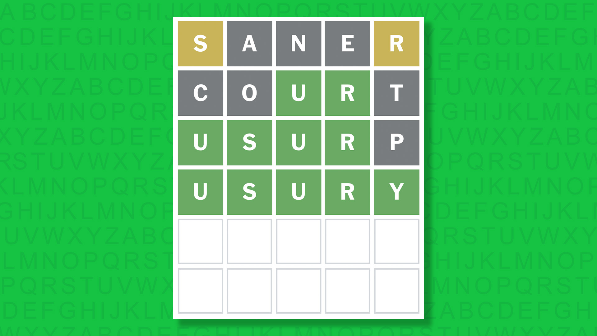 NYT Wordle answer for game 1931 on a green background