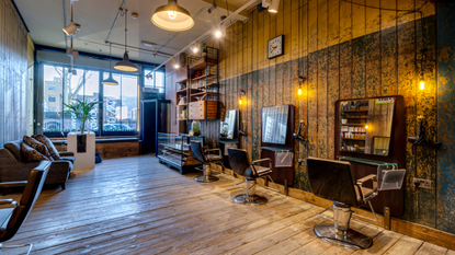 Hair salon with chairs and equipment