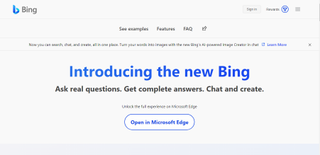 Website screenshot for Microsoft Bing