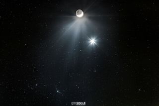 Comet Catalina, Venus, and the Moon
