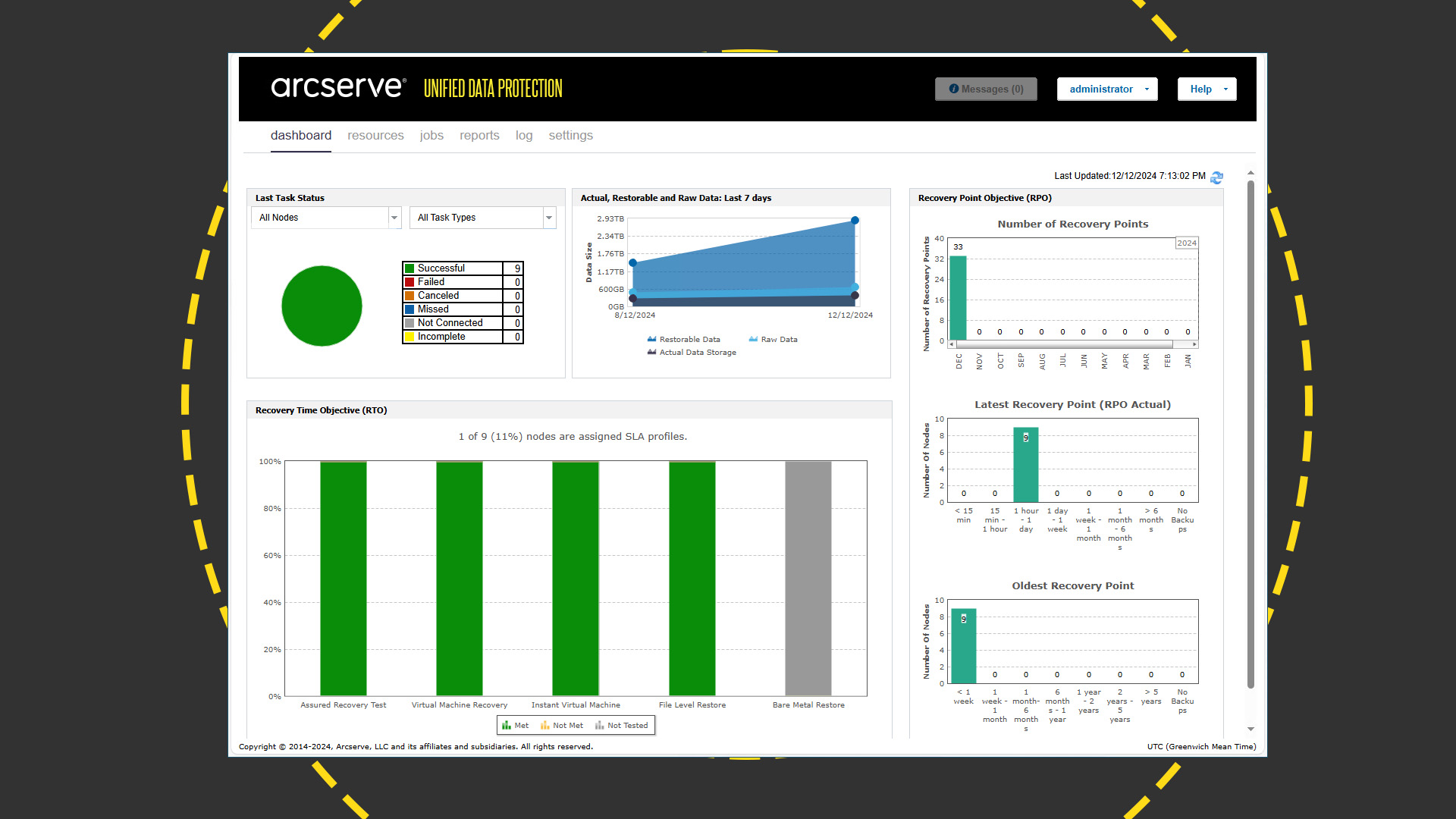 The Arcserve interface