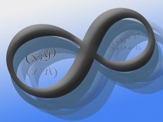 An infinity symbol with equations