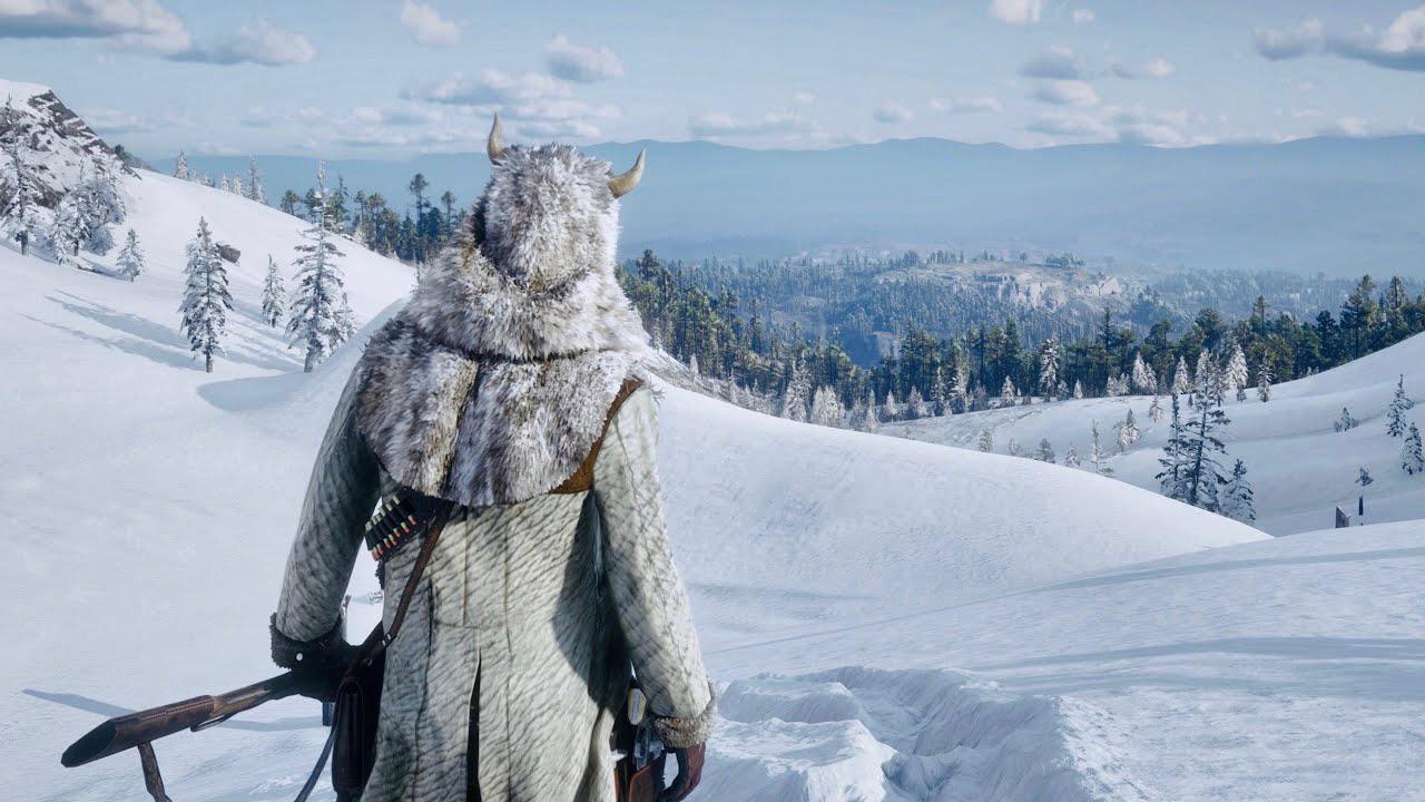 Character hunting in snow in Red Dead Redemption 2
