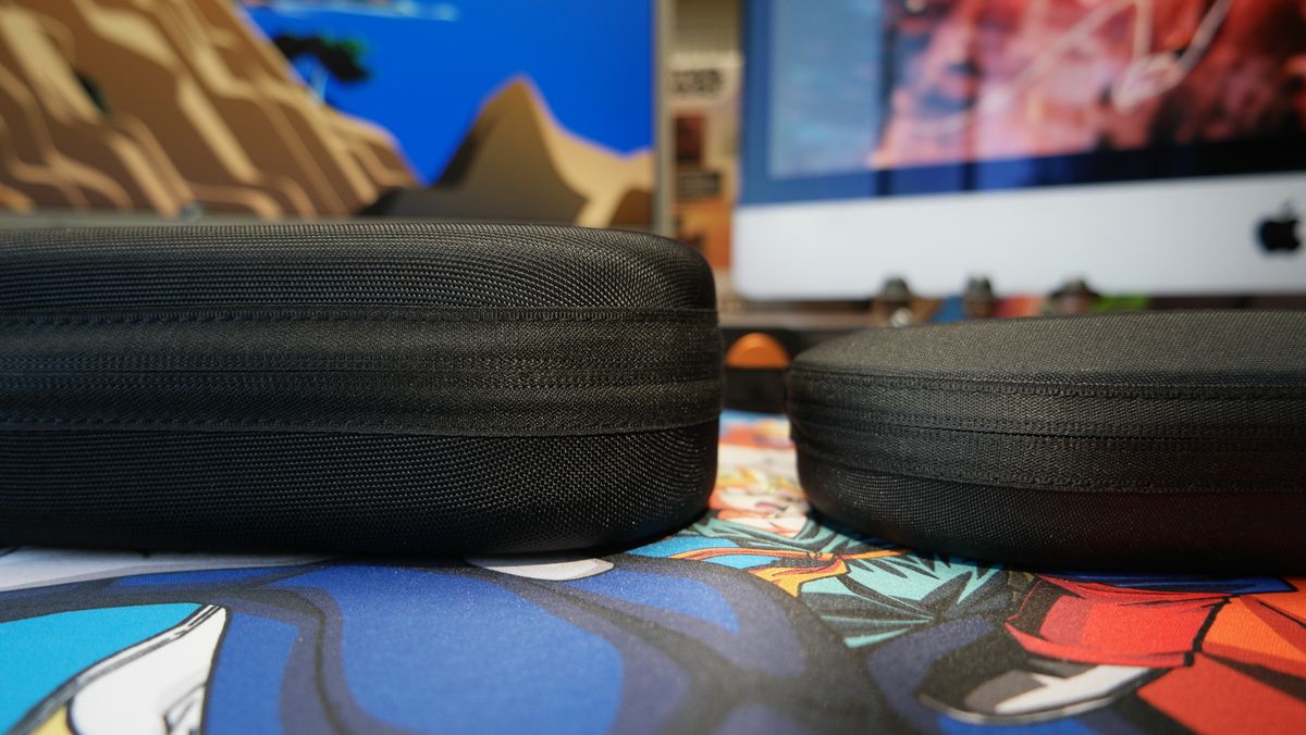 Sennheiser Momentum 5 headphones case on the right, and HDB 630 on the left