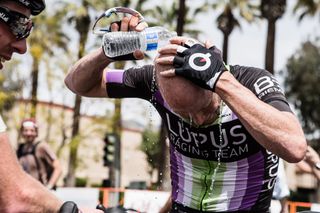 Chris Horner (Lupus) cools off after the high temperatures during todays race