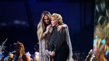 inglewood, california in this image released on may 2, l r jennifer lopez and guadalupe rodríguez perform onstage during global citizen vax live the concert to reunite the world at sofi stadium in inglewood, california global citizen vax live the concert to reunite the world will be broadcast on may 8, 2021 photo by emma mcintyregetty images for global citizen vax live