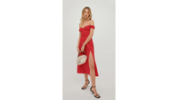 Bridgton Linen Dress
RRP: $248/£278
The classic off-the-shoulder, midi-length dress with short, puffed sleeves is perfect for any special occasion. 
