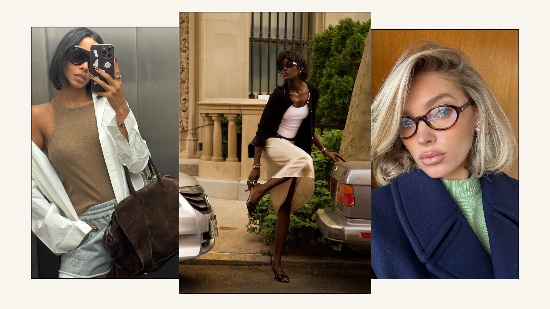 A collage of autumnal bob hairstyles