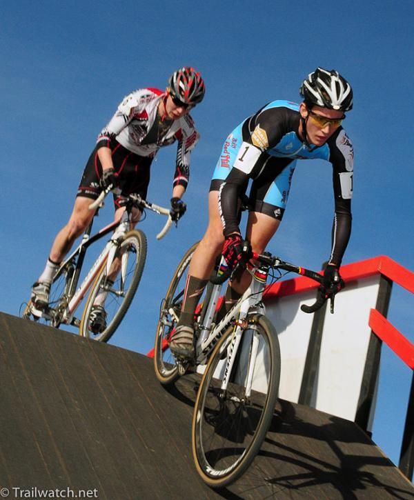 Andrew Dillman (Bob&rsquo;s Red Mill) leading Logan Owen (Redline) over the flyover