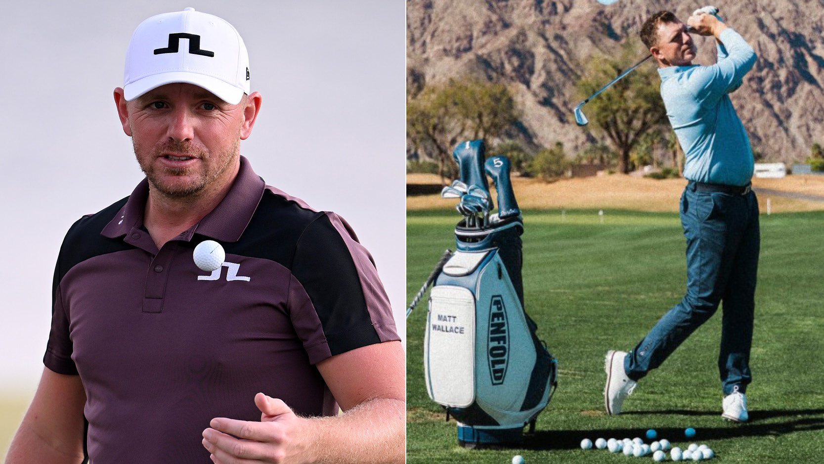 Matt Wallace catches a golf ball and hits a shot