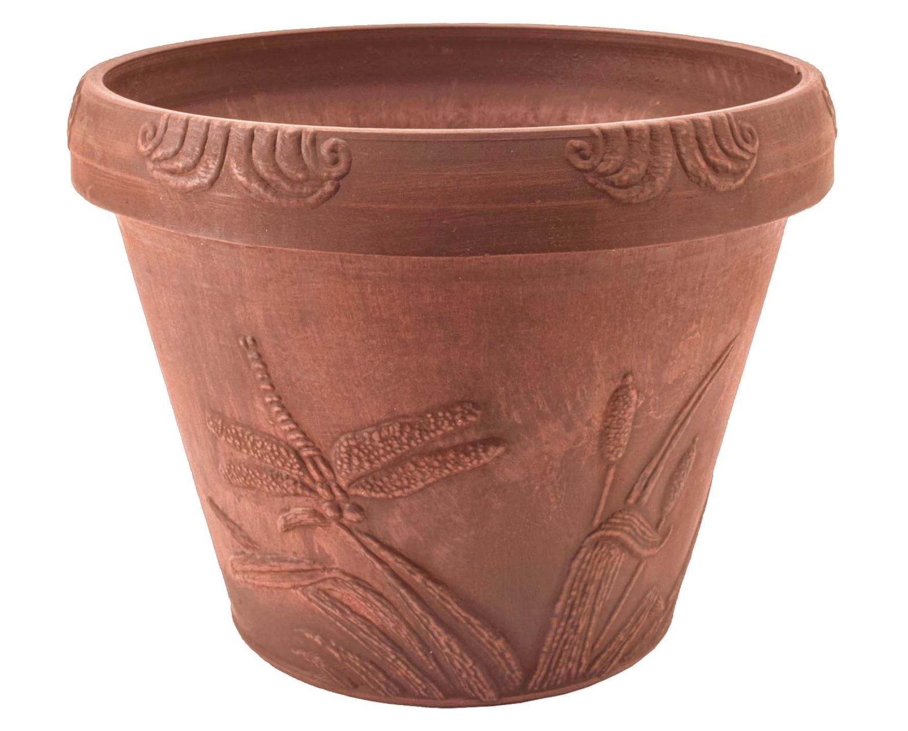 PSW terracotta pot with dragonfly design
