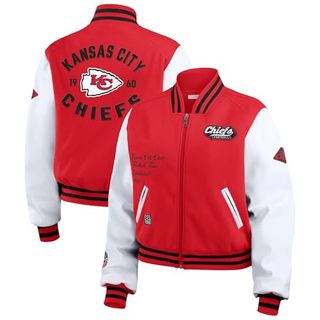 Wear by Erin Andrews Women's Red/white Kansas City Chiefs Varsity Full-Zip Jacket