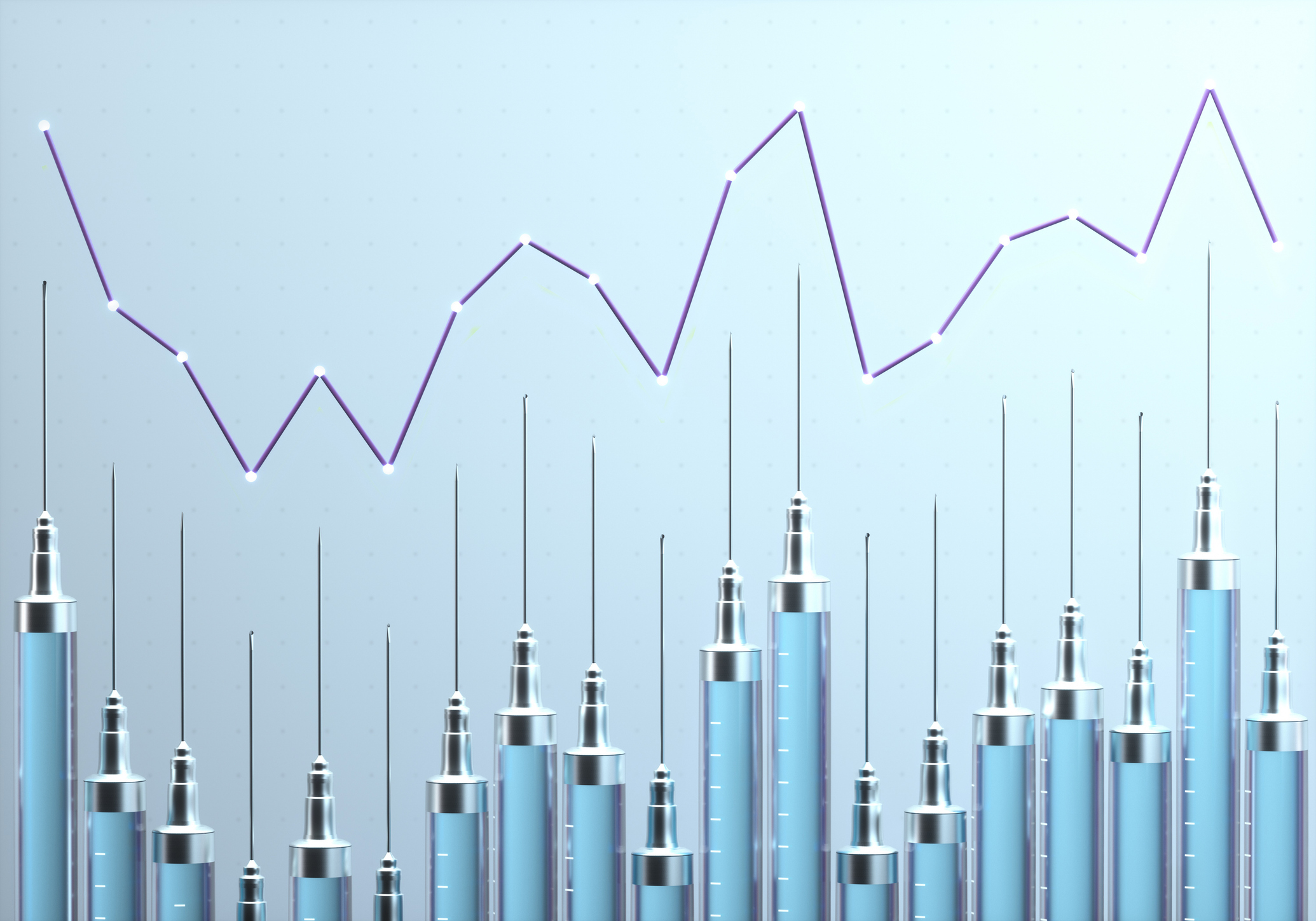Vaccines diagram made out of many syringes