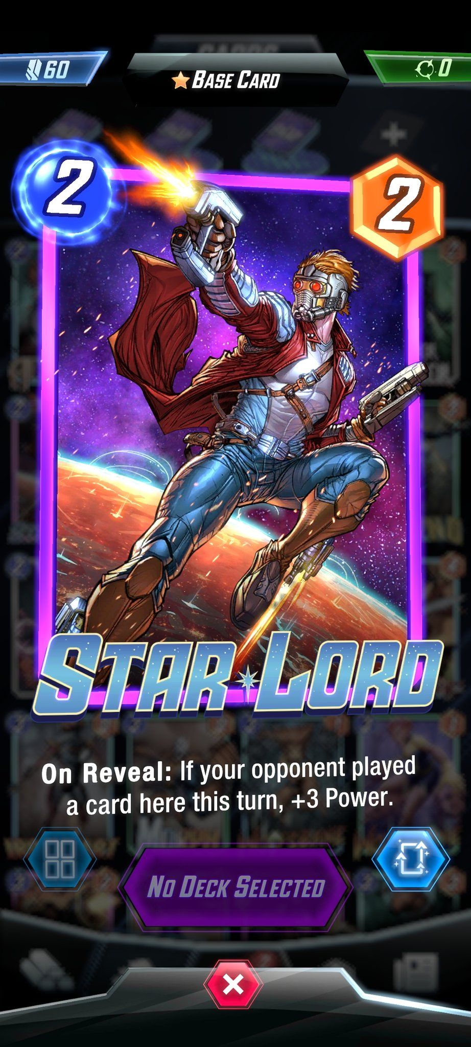 Screenshots from Marvel Snap, a card game by Second Dinner.