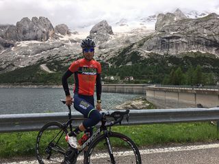 Vincenzo Nibali at the top of the Marmolada