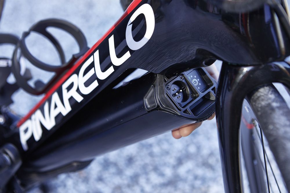 The oversized down tube and battery