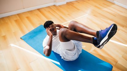 Man performing crunches