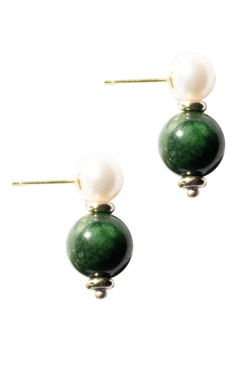 Robyn Pearl Jade Stone Drop Earrings