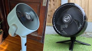 Air circulator (left) and a regular fan (right)