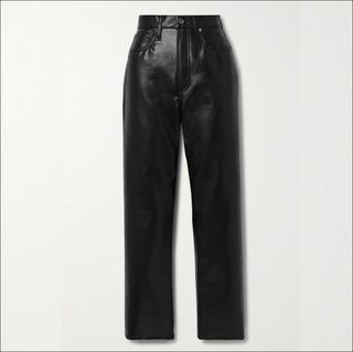 Pinch Waist Leather-Blend Pants