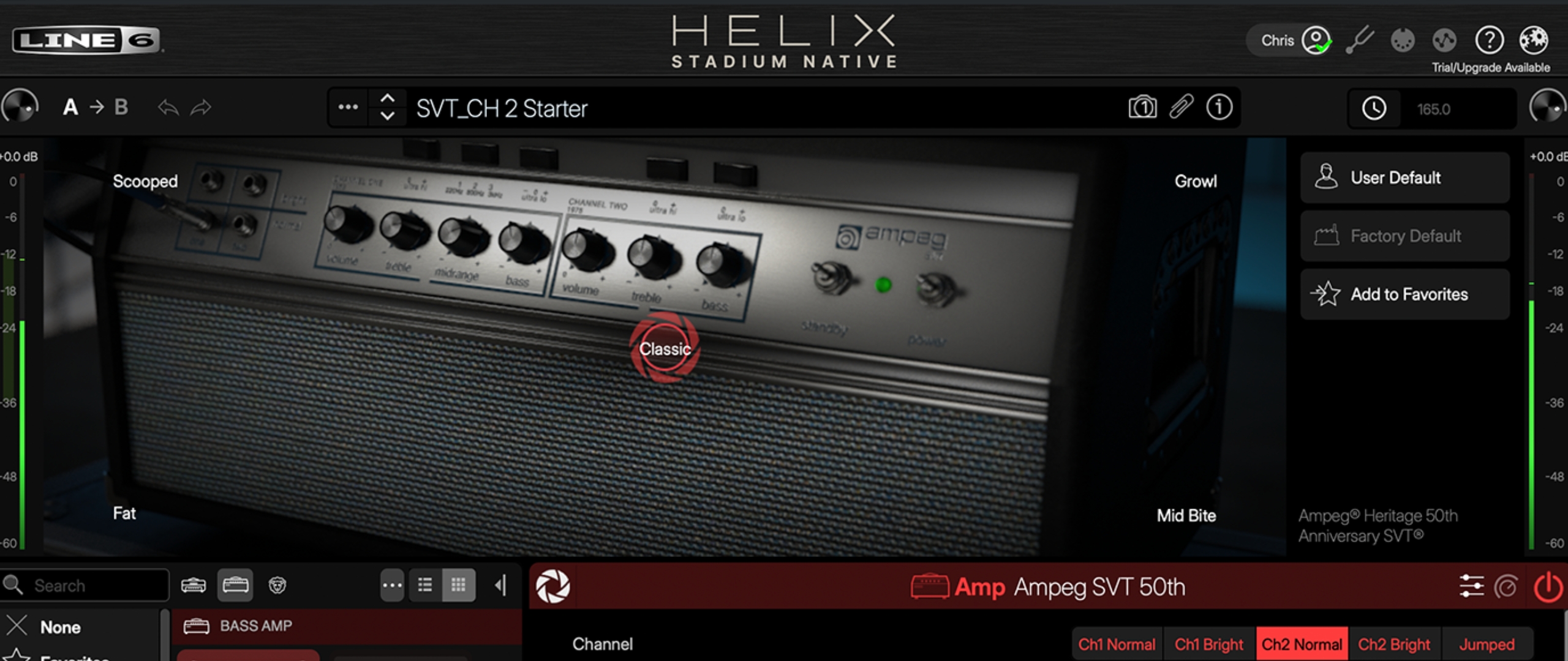 A screenshot of the Line 6 Helix Stadium Native guitar plugin
