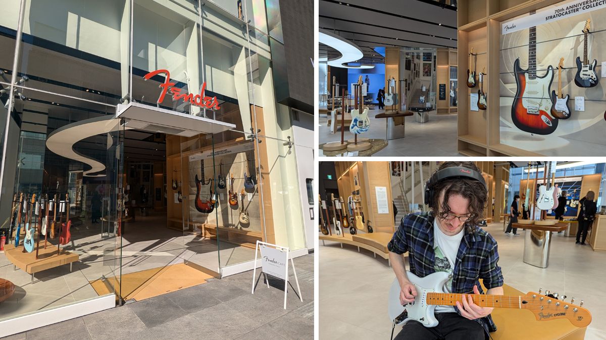 Fender Flagship Tokyo composite image of outside and inside store