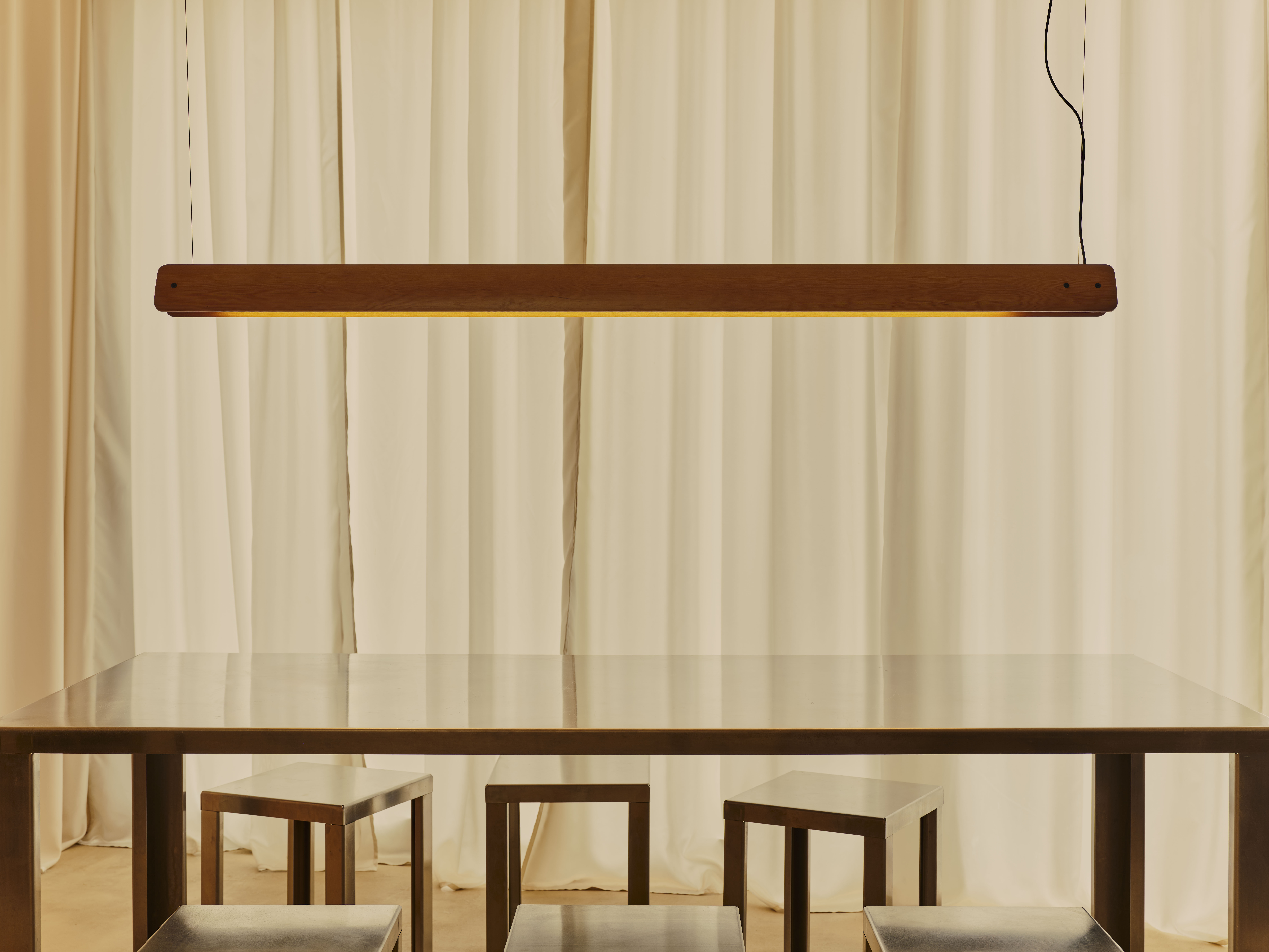 Tobia Scarpa light for Flos made of two wooden slats on each side of the light source
