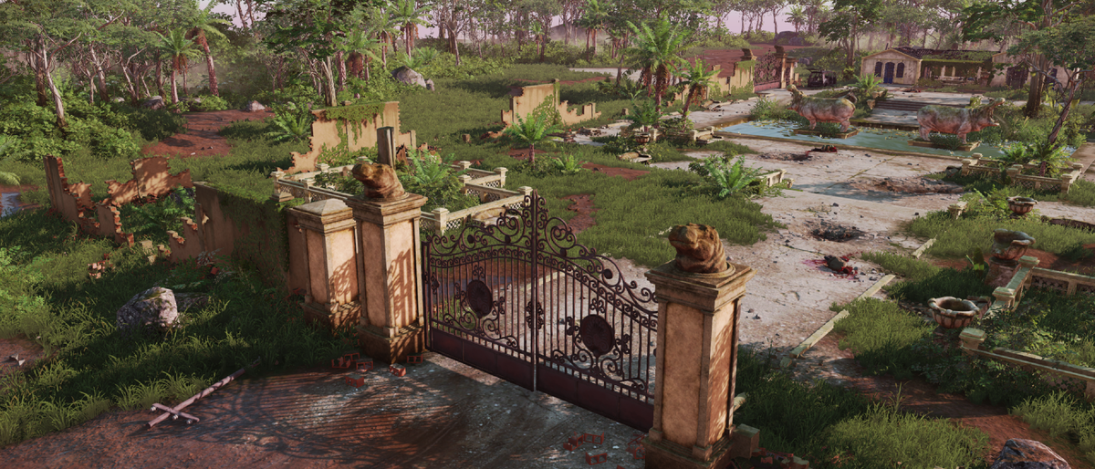 Jagged Alliance 3: Destroyed gated villa