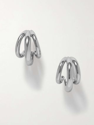 Triple Lilly Silver-Plated Hoop Earrings