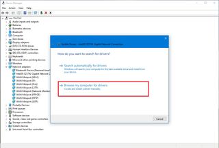 Device Manager update driver manually option