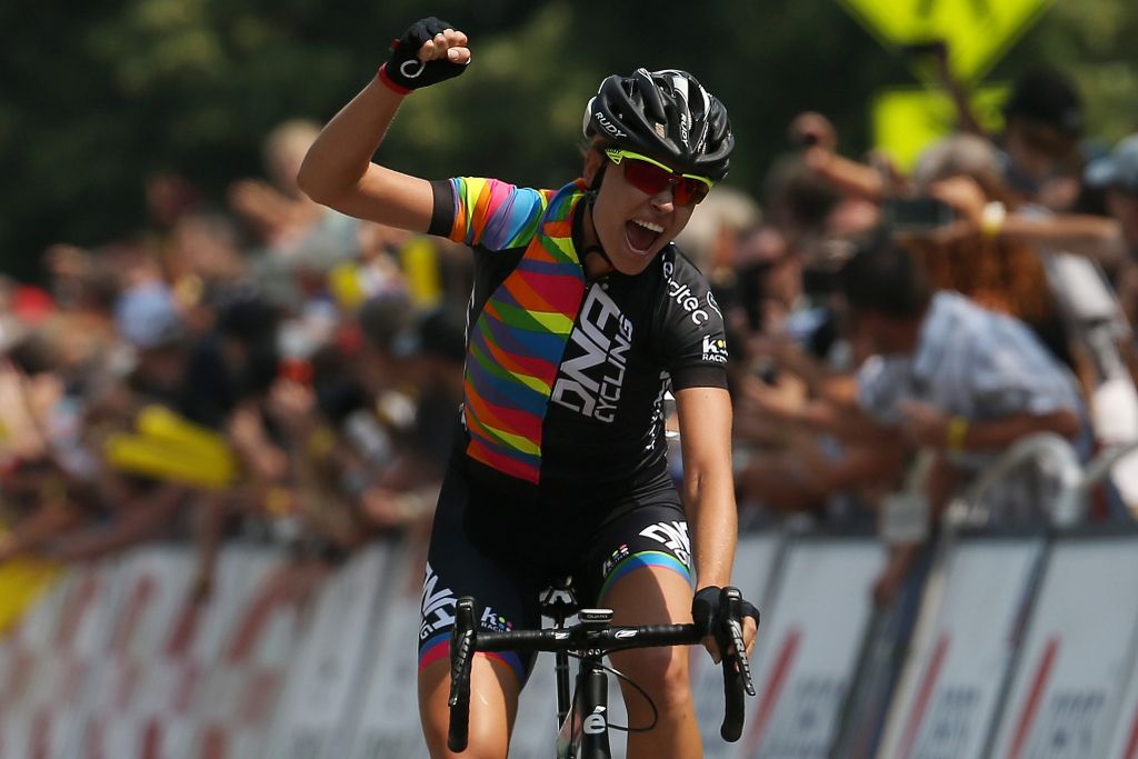 Tayler Wiles (DNA Cycling) celebrates his stage win