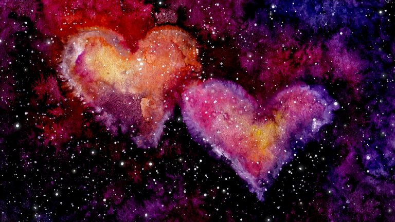  Valentine's horoscope 2022: Watercolor Hearts Nebula and Deep Space