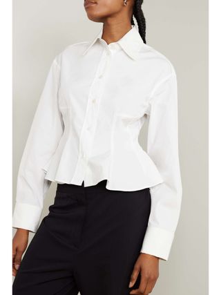 + Net Sustain Cotton-Poplin Peplum Shirt