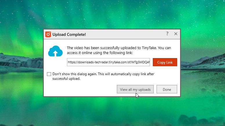 If you choose to upload your recording, you can share it immediately using the link provided