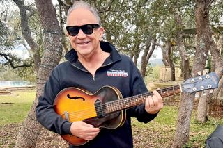 Jimmie Vaughan with his prized Gibson 3/4 ES-125T, a compact archtop his dad bought him as a kid.