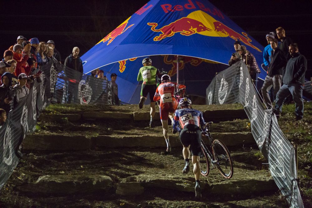 The riders hit a run-up section
