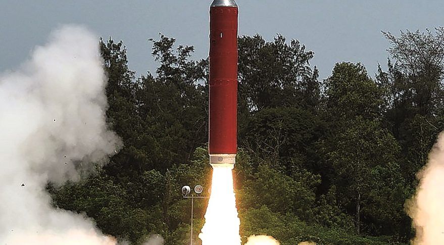 An Indian PDV-Mk II missile lifts off March 27 en route to intercept and destroy Microsat-R.