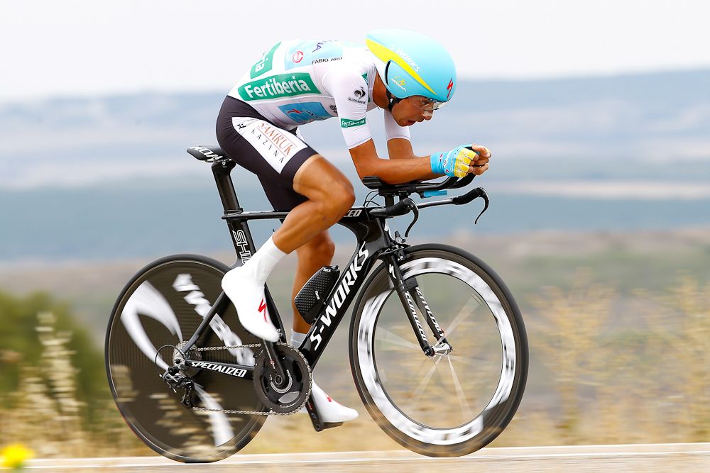 Fabio Aru (Astana) in action during stage 17 of the 2015 Vuelta a Espana.