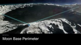 Artist's impression of a NASA MoonFall drone helping to mark the perimeter of the agency's planned lunar base.
