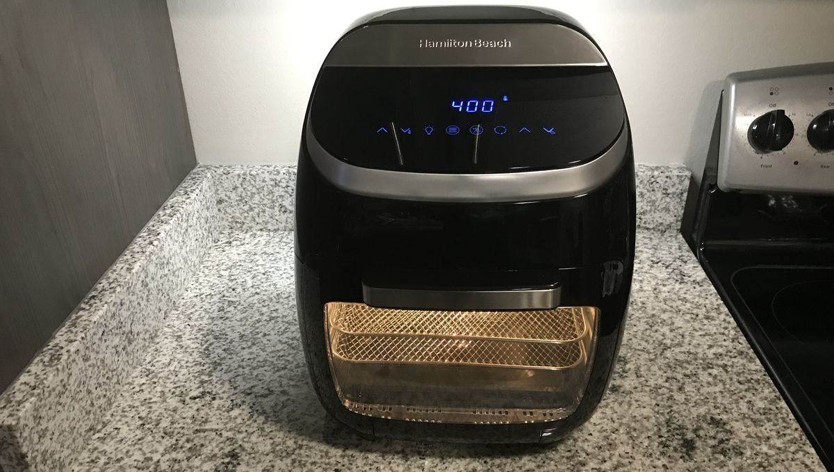 hamilton beach air fryer on kitchen countertop