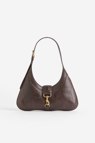 H&M brown shoulder bag with gold hardware