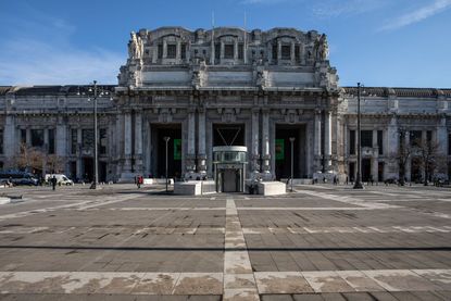 Deserted square in Milan.