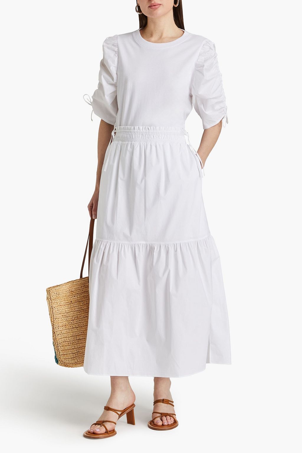 Tiered Cotton-Poplin Maxi Skirt